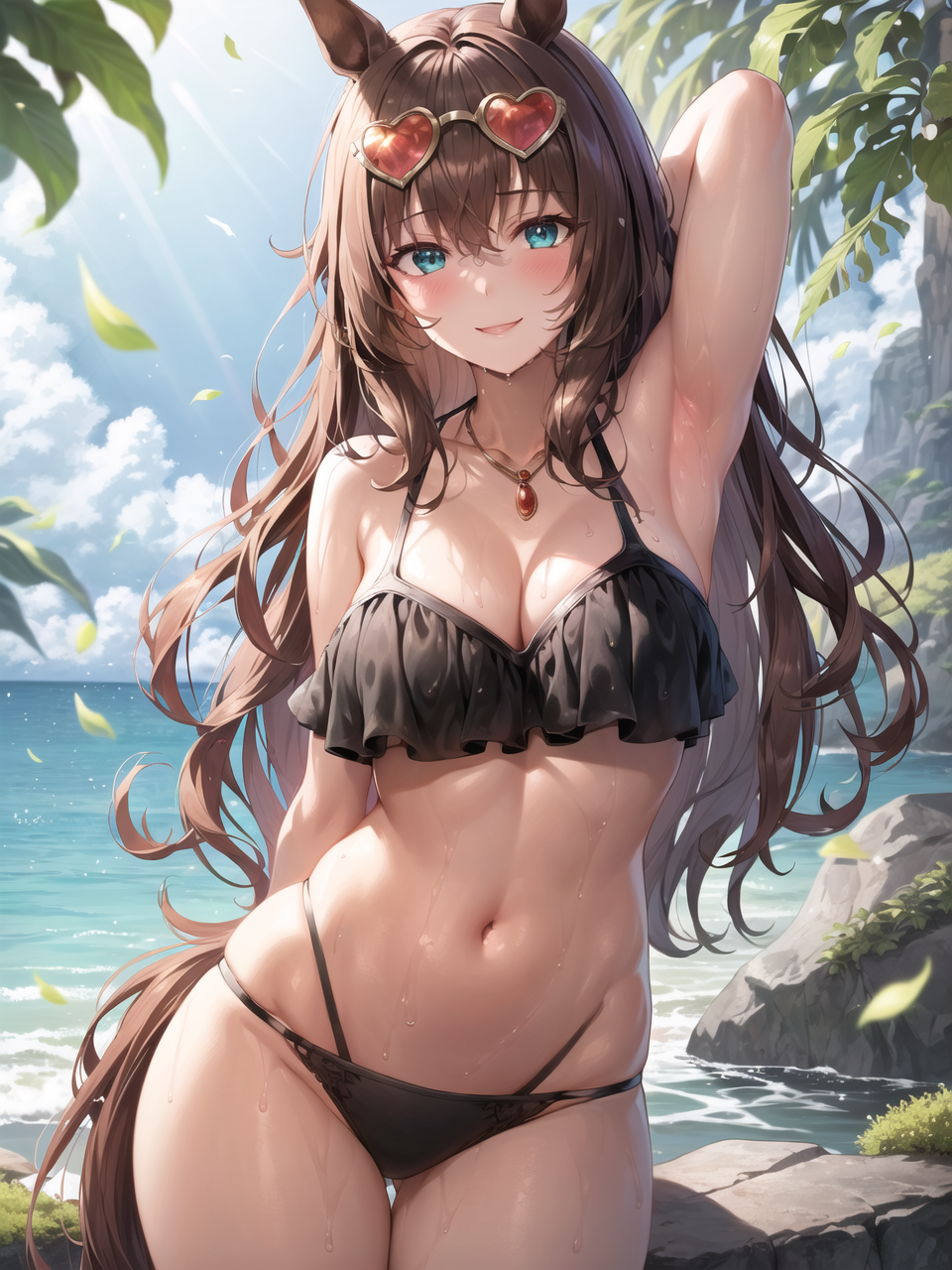 1girls ai_generated armpits arms_up bikini female female_only high_resolution highres long_hair looking_at_viewer maruzensky_(umamusume) umamusume voluptuous voluptuous_female