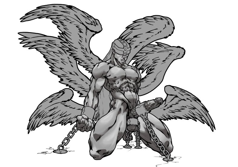 6_wings angel angemon chained_up chains digimon male male_only tagme wings