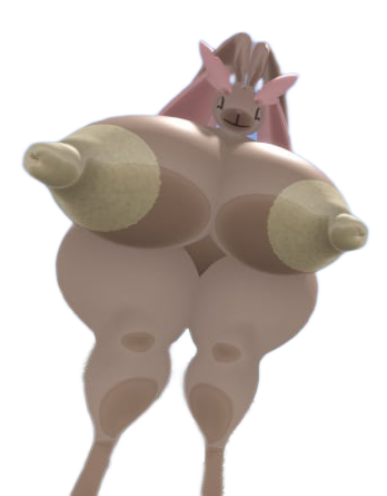 3d giantess golden_nipples hyper hyper_breasts lopunny pokémon_(species) pokemon pokemon_(species) transparent_background zer0264