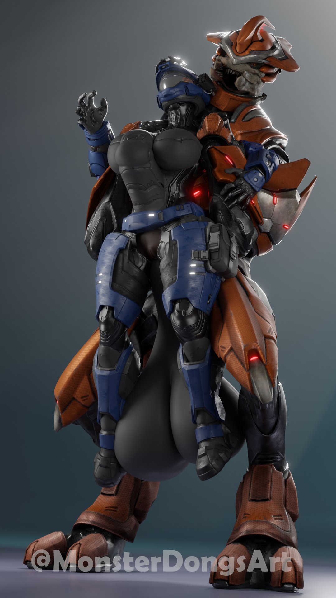 3d, alternate breast size, balls, bigger male, breasts, bungie, female, halo (series), halo reach, hyper balls, large insertion, large penis, male, male/female, monsterdongsart, multiple penises, penis, sangheili, spartan (halo), stomach bulge