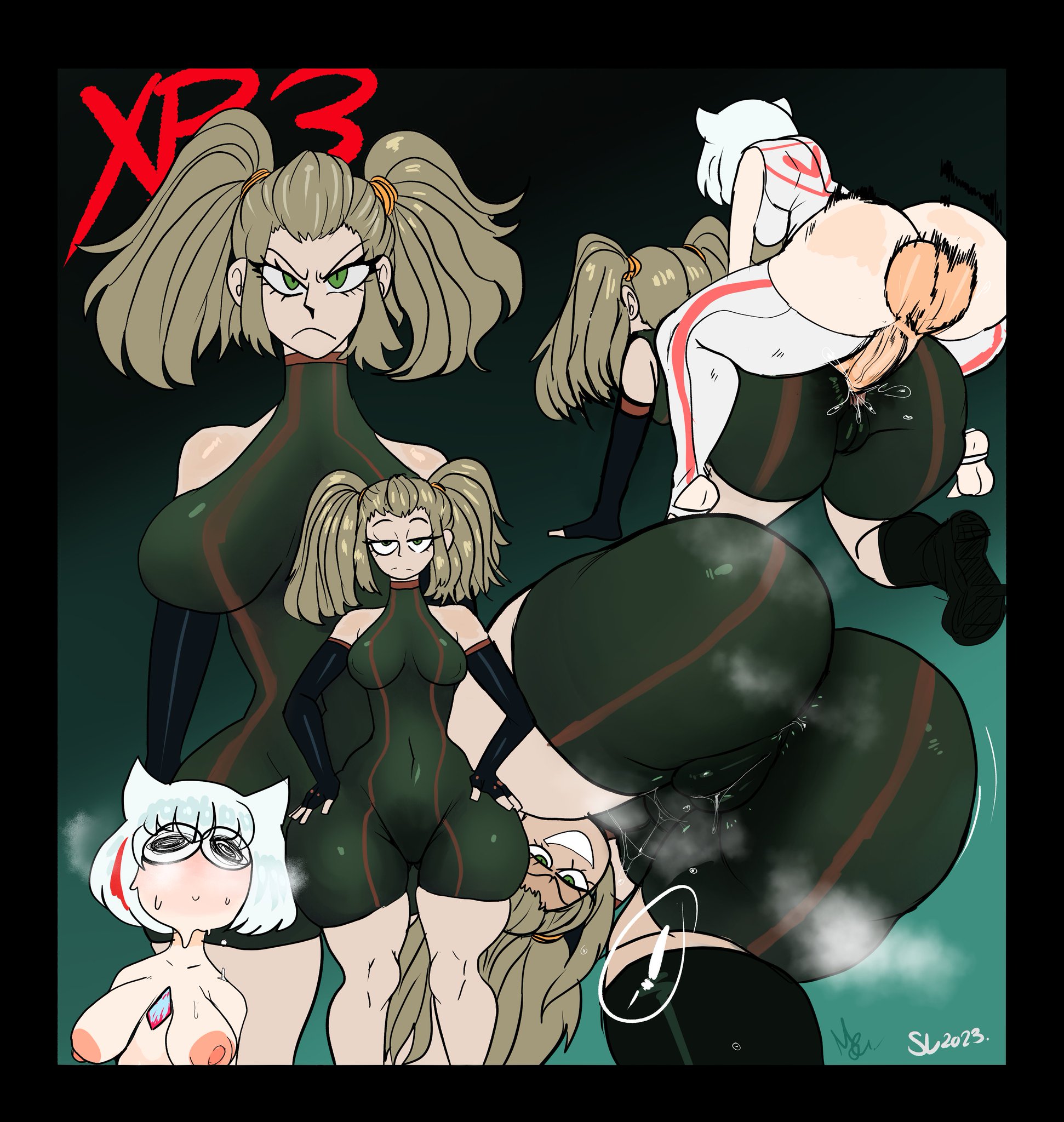 1futa, 1girls, all fours, anal, anal penetration, anal sex, anus, ass, ass focus, balls, bangs, big ass, big butt, big penis, bottom heavy, bottomless, breasts, brown hair, bubble ass, bubble butt, clothed, clothed sex, clothing, curvy, curvy female, curvy figure, dickgirl, dickgirl/female, doggy style, female, from behind, frown, fully clothed, futa on female, futa with female, futanari, green eyes, hips, horny, horny female, horny futa, huge ass, huge butt, huge hips, human, intersex, large ass, large butt, lemonadepikachu, light skin, light-skinned female, light-skinned futa, medium breasts, mio (xenoblade), multiple views, nintendo, nipples, on all fours, partially clothed, penetration, penis, plump, plump ass, pussy, sagging breasts, saggy breasts, sex, shania (xenoblade), short hair, size difference, smile, steam, steamy, sweat, sweatdrop, sweating, sweaty, sweaty ass, sweaty body, sweaty butt, tease, teasing, thick, thick ass, thick hips, thick thighs, thighhighs, tight, tight clothes, tight clothing, topless, topless female, twintails, wet, wet clothes, wet pussy, white hair, wide hips, xenoblade (series), xenoblade chronicles 3