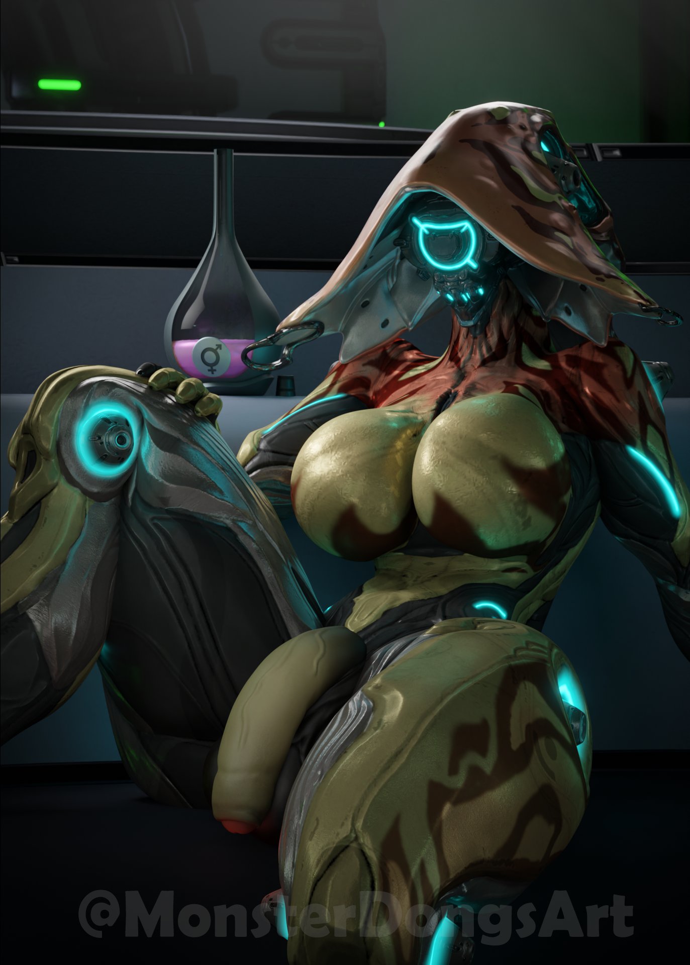 1futa, 3d, breasts, flaccid, flaccid penis, futanari, huge breasts, huge thighs, intersex, ivara (warframe), monsterdongsart, penis, solo, solo futa, thick thighs, thighs, warframe