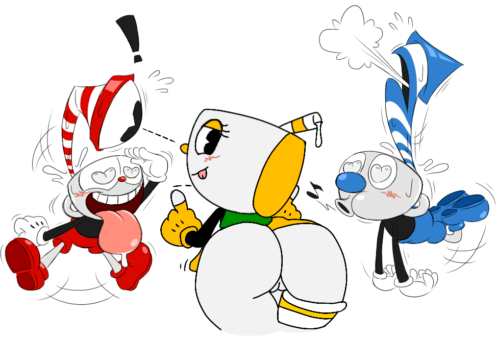 black_eyes cuphead cuphead_(game) furry_ears mikahead_(character) mugman yellow_nose