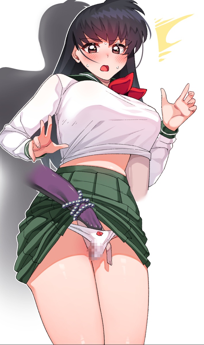 artist_request female fingering inuyasha kagome_higurashi miroku school_uniform schoolgirl