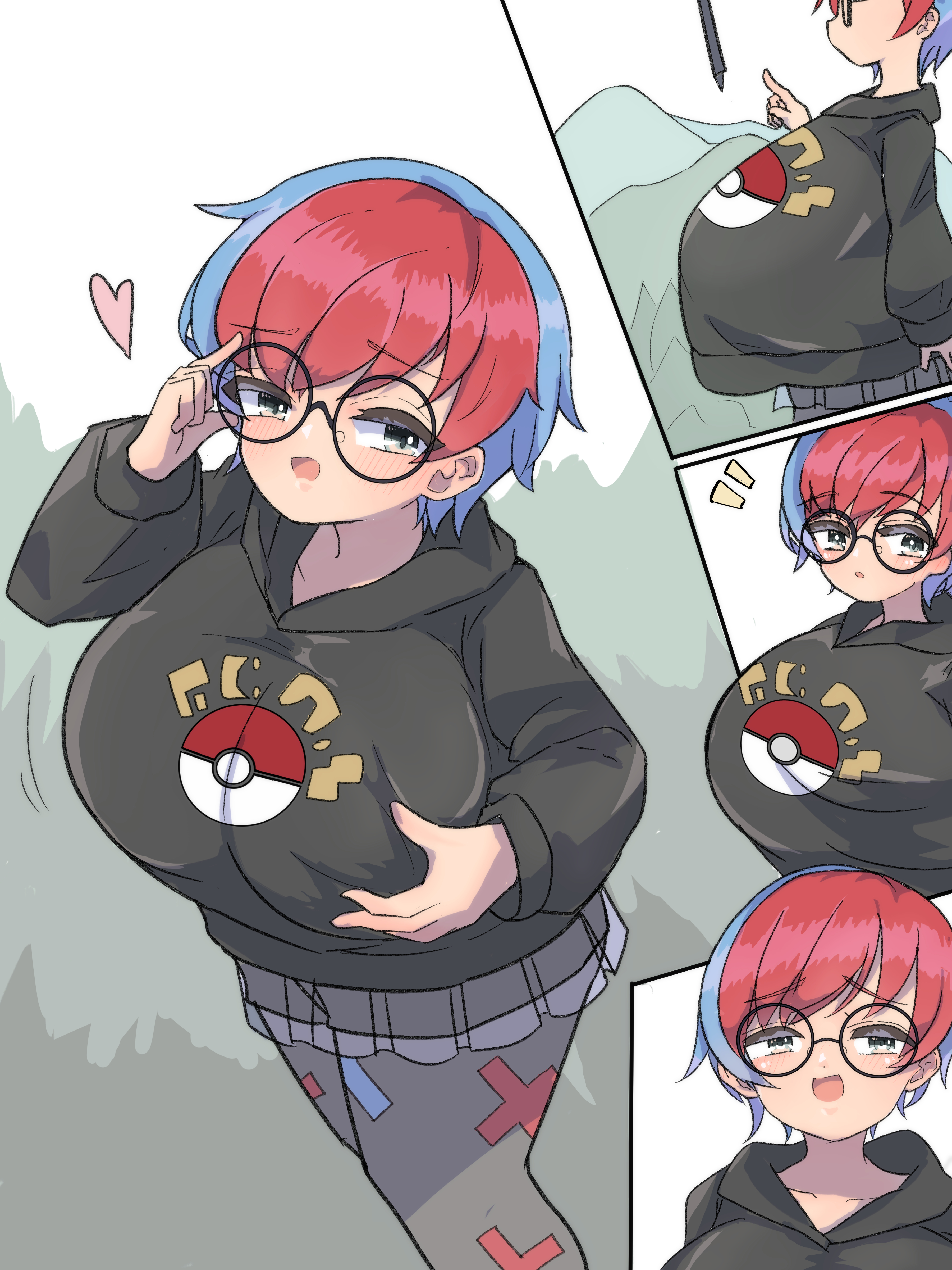 1girls, alternate breast size, big breasts, breasts, busty, curvaceous, curvy, curvy body, curvy female, curvy figure, female, game freak, glasses, huge breasts, large breasts, nintendo, penny (pokemon), pokemon, pokemon (game), pokemon sv, round glasses, short hair, voluptuous, zuba-chan