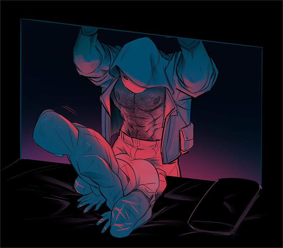 2boys abs bulge chest_hair gay hairy hairy_chest hooded_jacket male/male male_only mask masked_male muscular muscular_male open_jacket rainbow_six rainbow_six_siege suggestive suggestive_pose sweat white_mask white_mask_(rainbow_six) yaoi