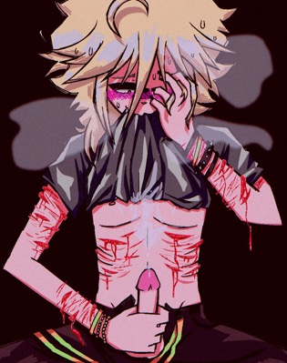 1boy anomalousfeast bleeding blonde_hair blush cuts lifting_shirt male_only masturbation scars self_harm self_harm_scars semi_clothed solo solo_male uncensored visible_breath vocaloid yohioloid