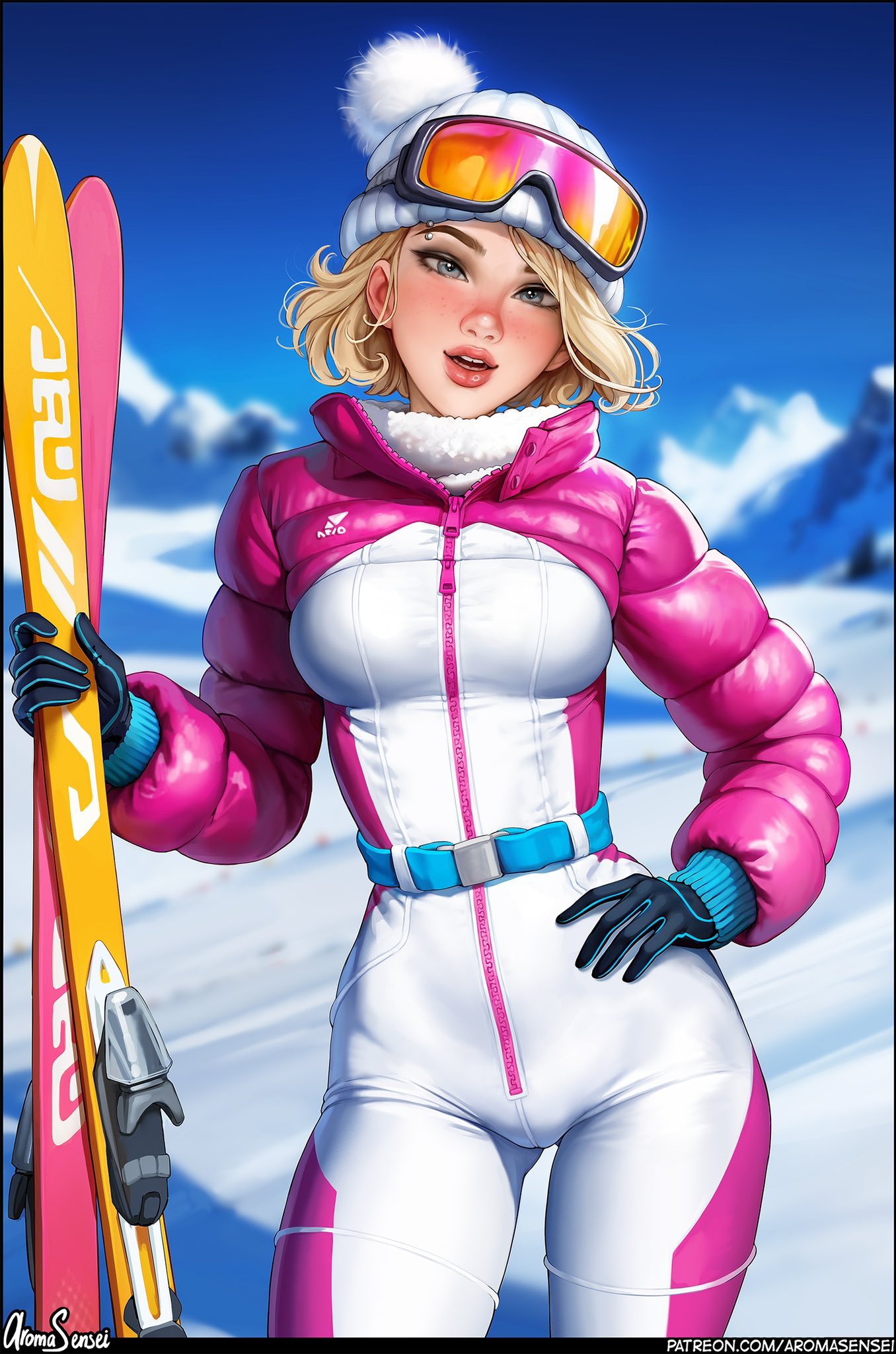 1girls, alternate version available, aroma sensei, athletic, athletic female, big breasts, blonde hair, blue eyes, breasts, busty, curvaceous, curvy, curvy figure, cute, cute face, eyebrow piercing, eyebrows, eyelashes, eyes, female, female focus, female only, fit, fit female, gwen stacy, hair, hips, hourglass figure, human, large breasts, legs, light skin, light-skinned female, lips, marvel, marvel comics, short hair, slim waist, spider-gwen, spider-man (series), spider-man: into the spider-verse, superhero, superheroine, thick, thick legs, thick thighs, thighs, upper body, voluptuous, waist, wide hips