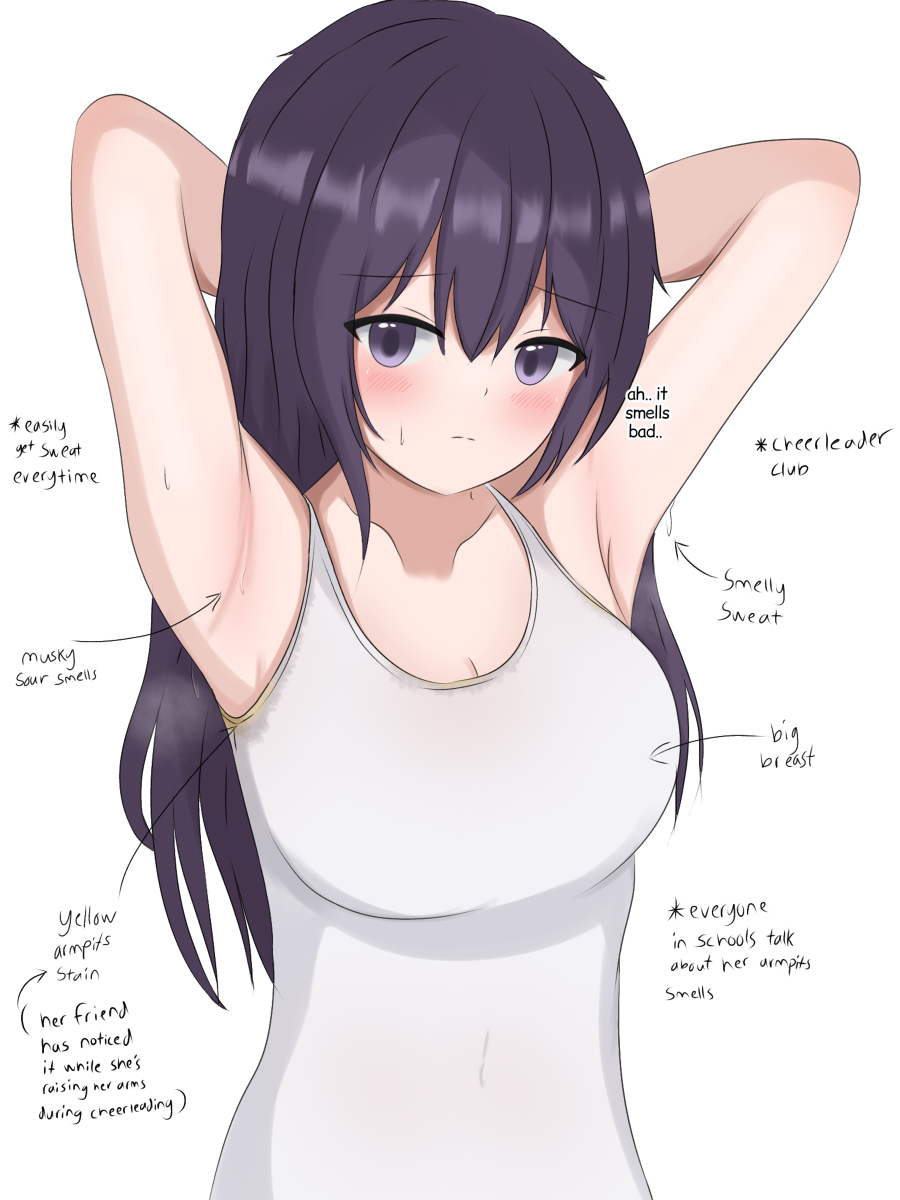 1girls armpit armpit_fetish armpits arms_up big_breasts blush blushing cheerleader concept_art female female_only large_breasts looking_at_viewer musk musky_armpit pov pov_eye_contact ryzeon sexy_armpits smell smelly smelly_armpits solo solo_female solo_focus sweat sweat_stain sweaty_armpits sweaty_breasts