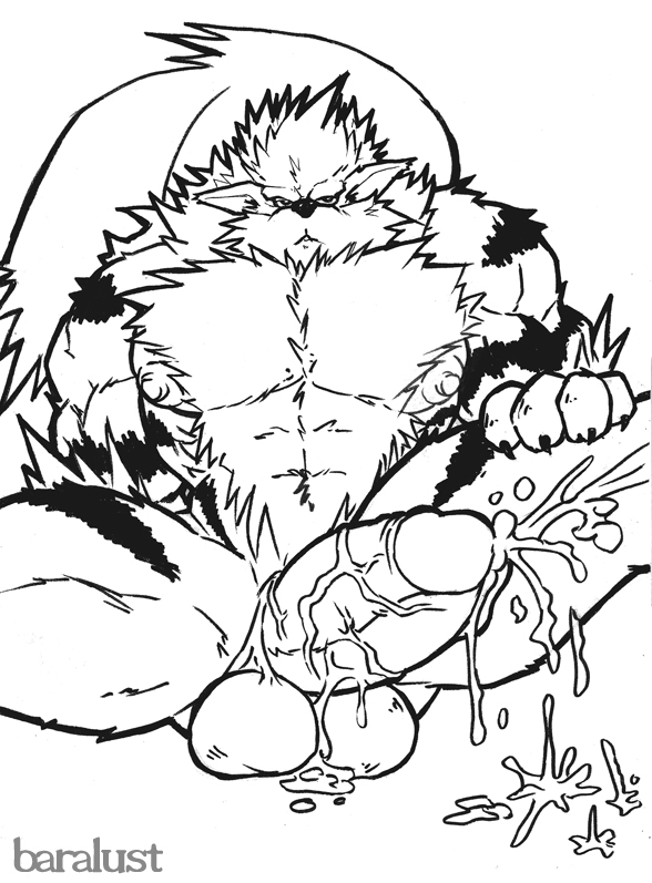 anthro arcanine baralust cum front_view fur furry male male_only monochrome muscles nipples nude penis pokemon pokemon_(species) sitting solo tagme