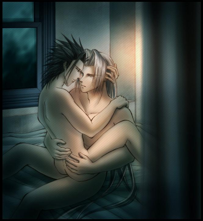 black_hair black_hair_bottom crisis_core domination final_fantasy final_fantasy_vii gay light_hair_on_dark_hair sephiroth tagme white_hair white_hair_on_black_hair white_hair_top yaoi zack_fair