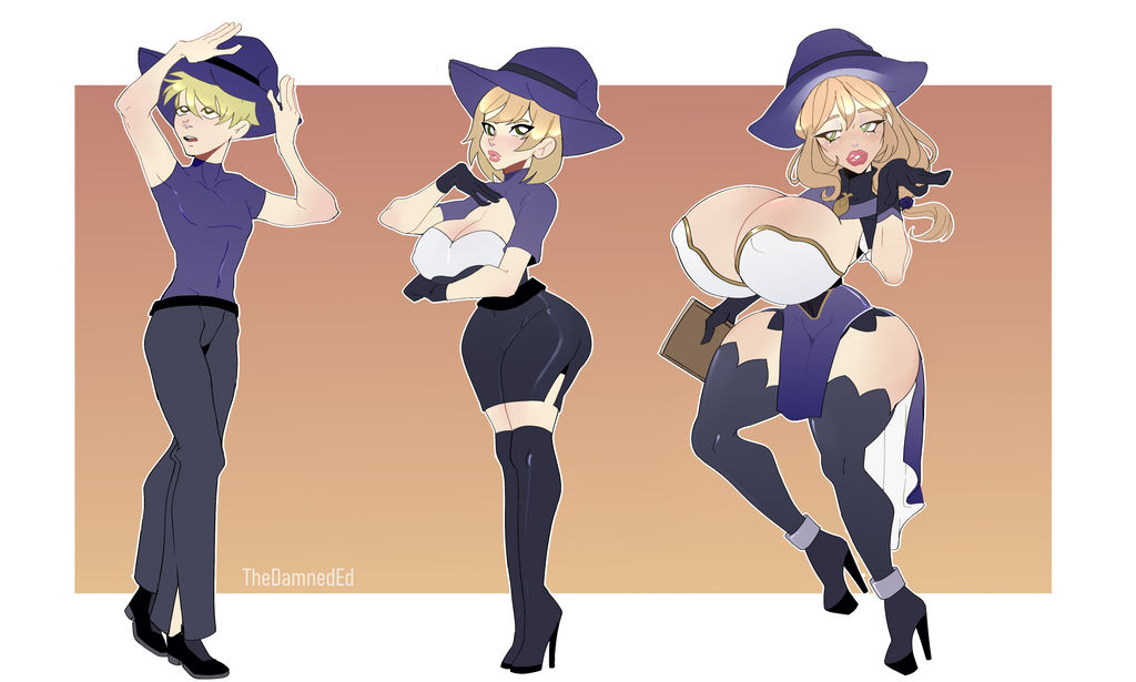 ass, ass expansion, bimbo, bimbofication, breast expansion, breast growth, breast growth (enlargement), breasts, cosplay, female, gender transformation, genshin impact, hair color change, hair growth, high heels, huge ass, huge breasts, lip expansion, thedamneded, thick thighs, thigh expansion, transformation, transformation sequence, wide hips