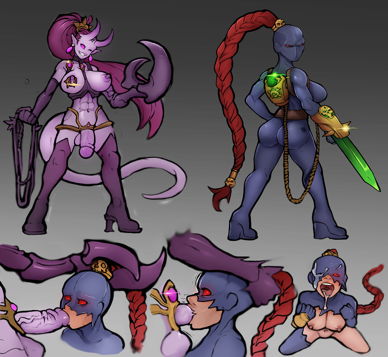 1futa, 1girls, balls, big breasts, big penis, bodysuit, breasts, callidus assassin, chaos (warhammer), chaos daemon, claws, clothed, clothing, cum, cum in mouth, cum on face, daemonette, duo, erection, fellatio, female, fully clothed, futa on female, futanari, human, humanoid, humanoid penis, imperium of man, intersex, light skin, light-skinned female, markydaysaid, nude, officio assassinorum, oral, penis, ripped bodysuit, ripped clothing, sex, slaanesh, standing, warhammer (franchise), warhammer 40k