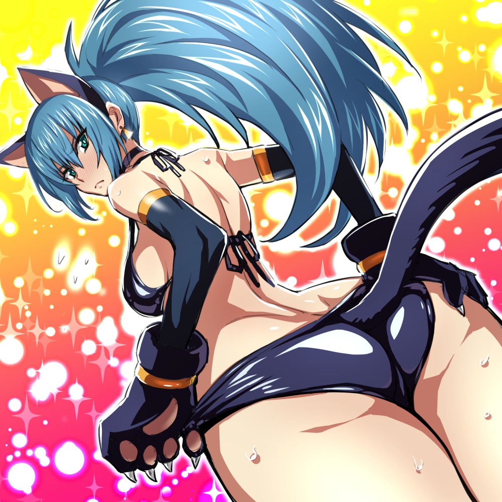 ass ass_grab big_ass bikini bikini_cat breasts cat_ears cat_tail female female_only ikari_warriors king_of_fighters leona_heidern nakahira_guy snk solo