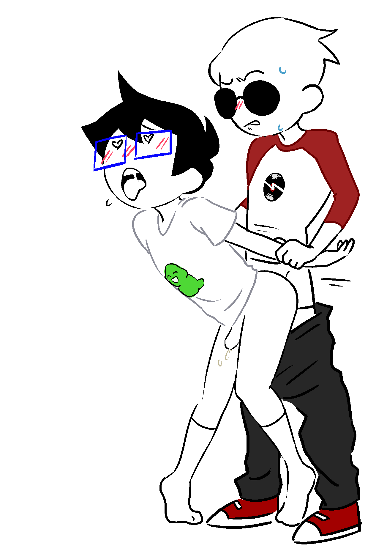 2boys anal anal_sex blush blush_lines blushing clothed_sex cumming cumming_from_anal_sex dave_strider davefuckseverythingup gay gay_sex handlebars heart-shaped_pupils heart_eyes homestuck john_egbert male male/male male_only male_penetrated male_penetrating ms_paint_adventures yaoi