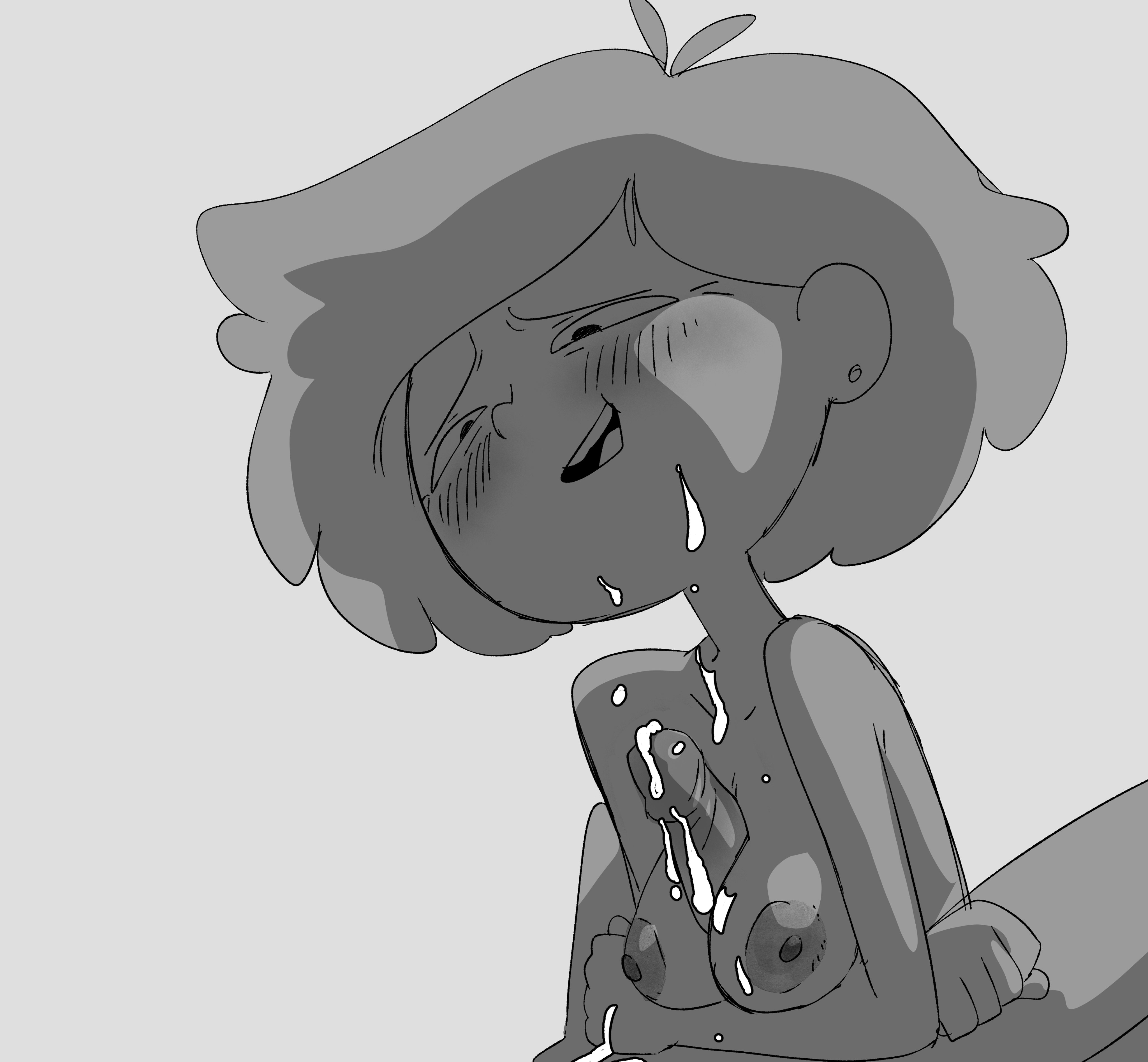 1boy, 1girls, amphibia, amphibia (series), asian female, black and white, blush, breast squeeze, breasts, coolerinker, cum, disney, disney channel, ejaculation, ejaculation between breasts, erect penis, female, female focus, hi res, inker comics, inkershike, male, milf, mrs. boonchuy, naked, nipples, no artist signature, no color, oum boonchuy, paizuri, penis, sketch, smile, straight hair, thai, titjob