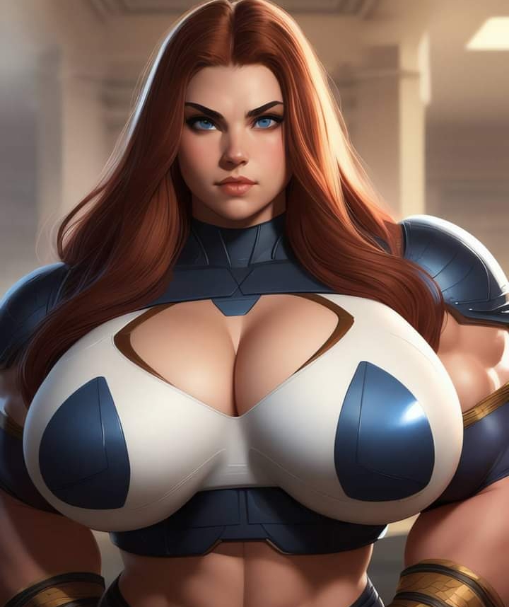 1girls ai_generated big_breasts blue_eyes breasts curvy female female_only huge_breasts juggernaut light-skinned_female marvel red_hair rule_63 solo straight_hair villainess voluptuous voluptuous_female wide_hips x-men