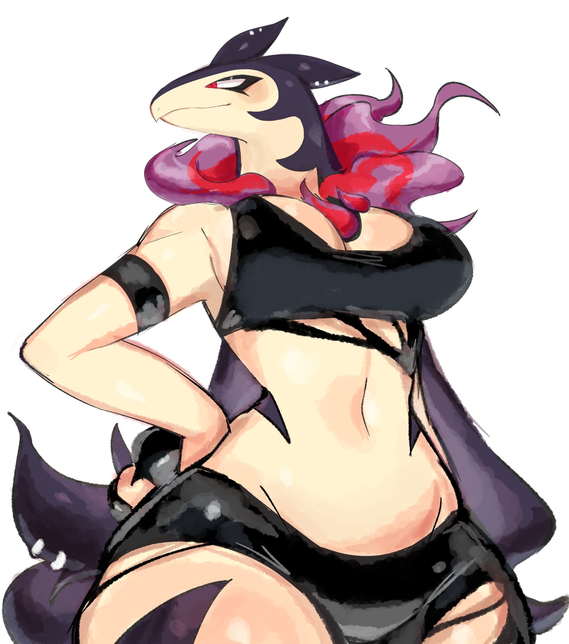 anthro, anthrofied, big breasts, breasts, clothing, female, hisuian typhlosion, nintendo, pokemon, pokemon (species), regional form (pokemon), solo, thick thighs, typhlosion, usa37107692, wide hips