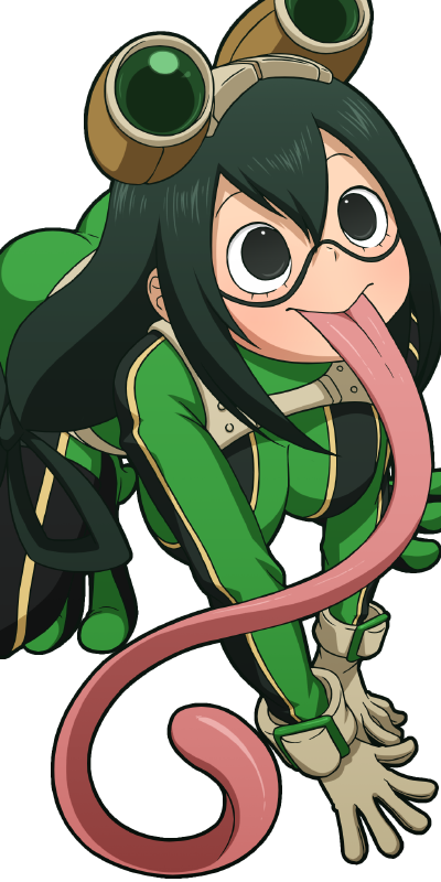 1girls all_fours alpha_channel ass bangs big_pupils bodysuit breasts closed_mouth cute_face for_sticker_use frog_girl gloves green_hair hero_outfit_(mha) large_breasts long_tongue manyakis my_hero_academia no_background png safe sfw shounen_jump smile sticker_template tongue tongue_out transparent_background transparent_png tsuyu_asui