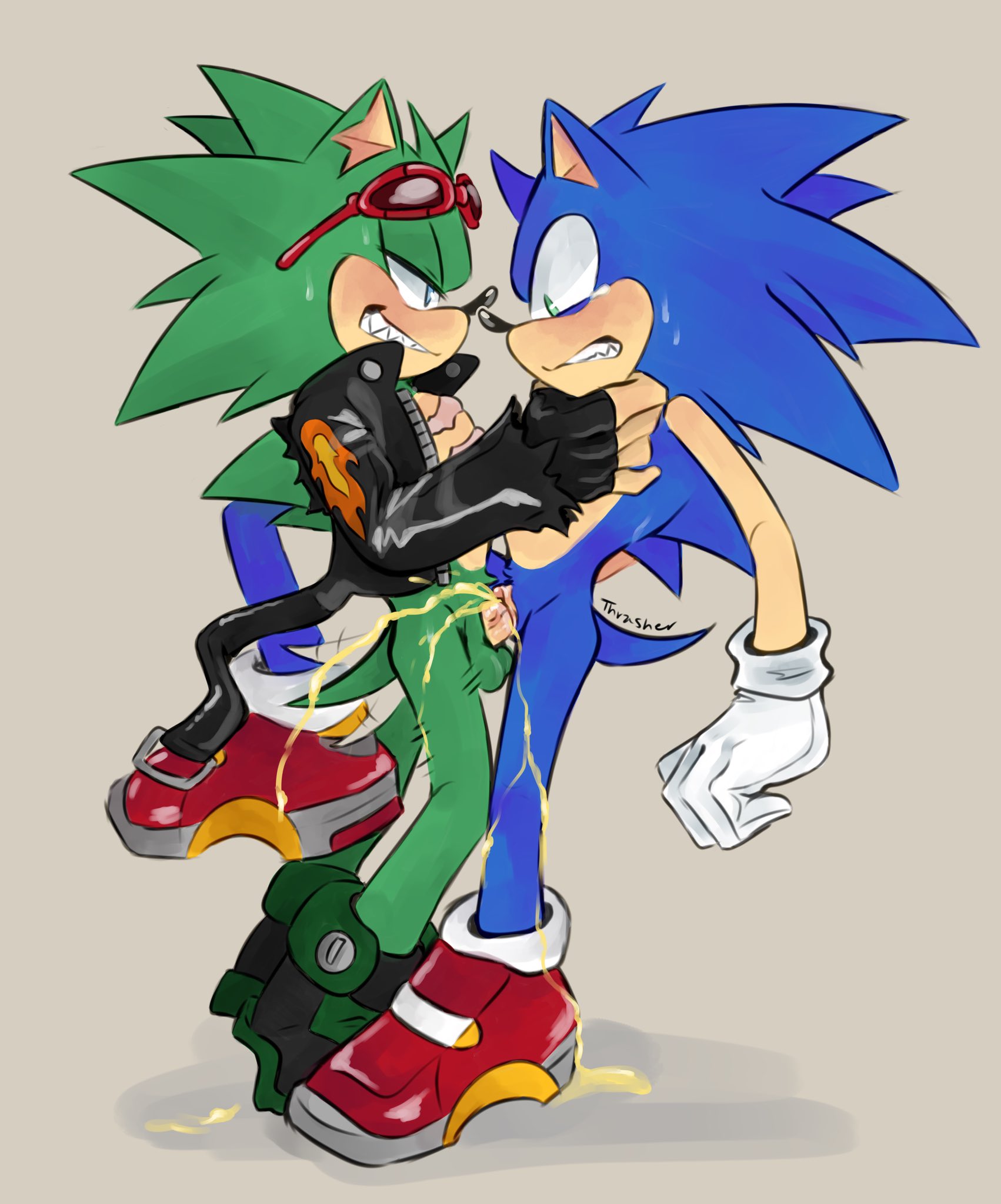 1cuntboy, 2boys, anthro, artist request, choking, cuntboy, furry, gay, intersex, male, peeing, peeing inside pussy, penis, pussy, scourge the hedgehog, sonic (series), sonic the hedgehog, thrasher (artist), vagina, vaginal sex, yaoi