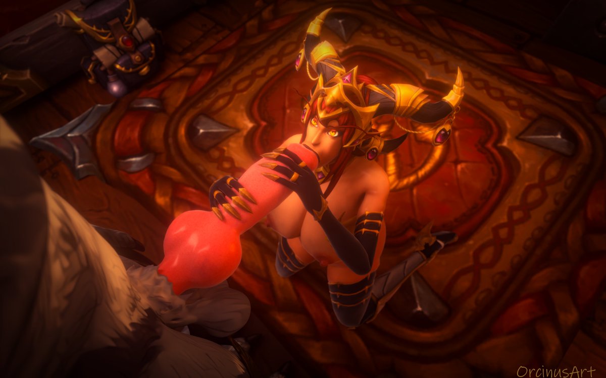 1boy 1girls 3d age_difference alexstrasza blizzard_entertainment blowjob canine_penis dragon dragonflight fellatio handjob huge_breasts huge_cock interspecies kneeling large_breasts light-skinned_female light_skin milf older_female orange_eyes orcinusart pussy red_hair red_lipstick thick_thighs warcraft worgen world_of_warcraft younger_female