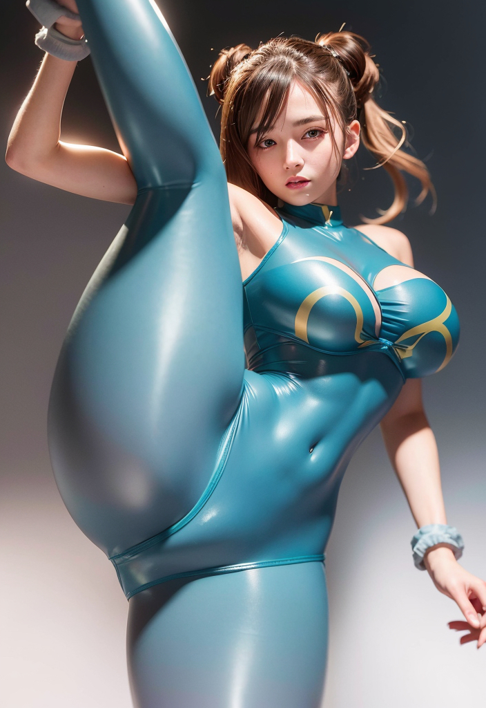 1girls, ai generated, female, leg hold, looking at viewer, photorealism, solo, street fighter, tagme, tight clothing