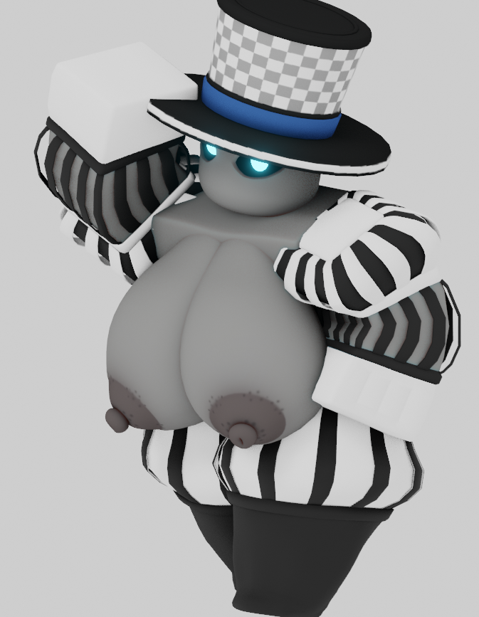 1girls 3d almost_naked big_breasts big_thighs blender_(software) blue_eyes eelia_(vanilla1145) grey_nipples grey_skin leggings looking_at_viewer no_mouth original_character roblox robloxian tagme top_hat vanilla1145