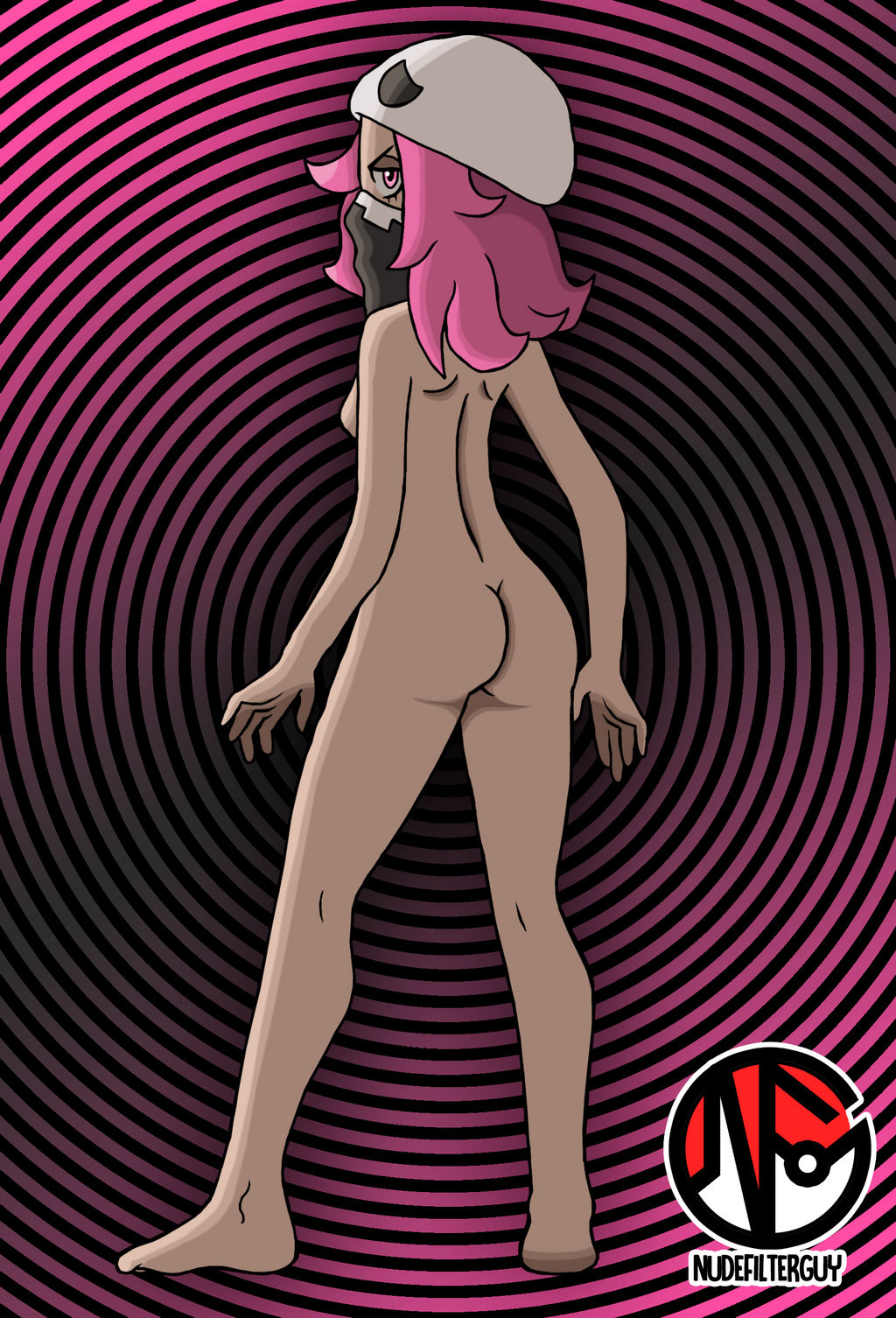 1girls abstract_background accurate_art_style ass back_view bandana bandana_over_mouth barefoot butt casual_nudity edit feet female female_only female_team_skull_grunt headgear human naked nintendo nonsexual_nudity nude nude_filter nudefilterguy official_artwork_edit pink_hair pokemon pokemon_sm rapp_(pokemon) sideboob solo team_skull team_skull_grunt team_skull_grunt_(female)