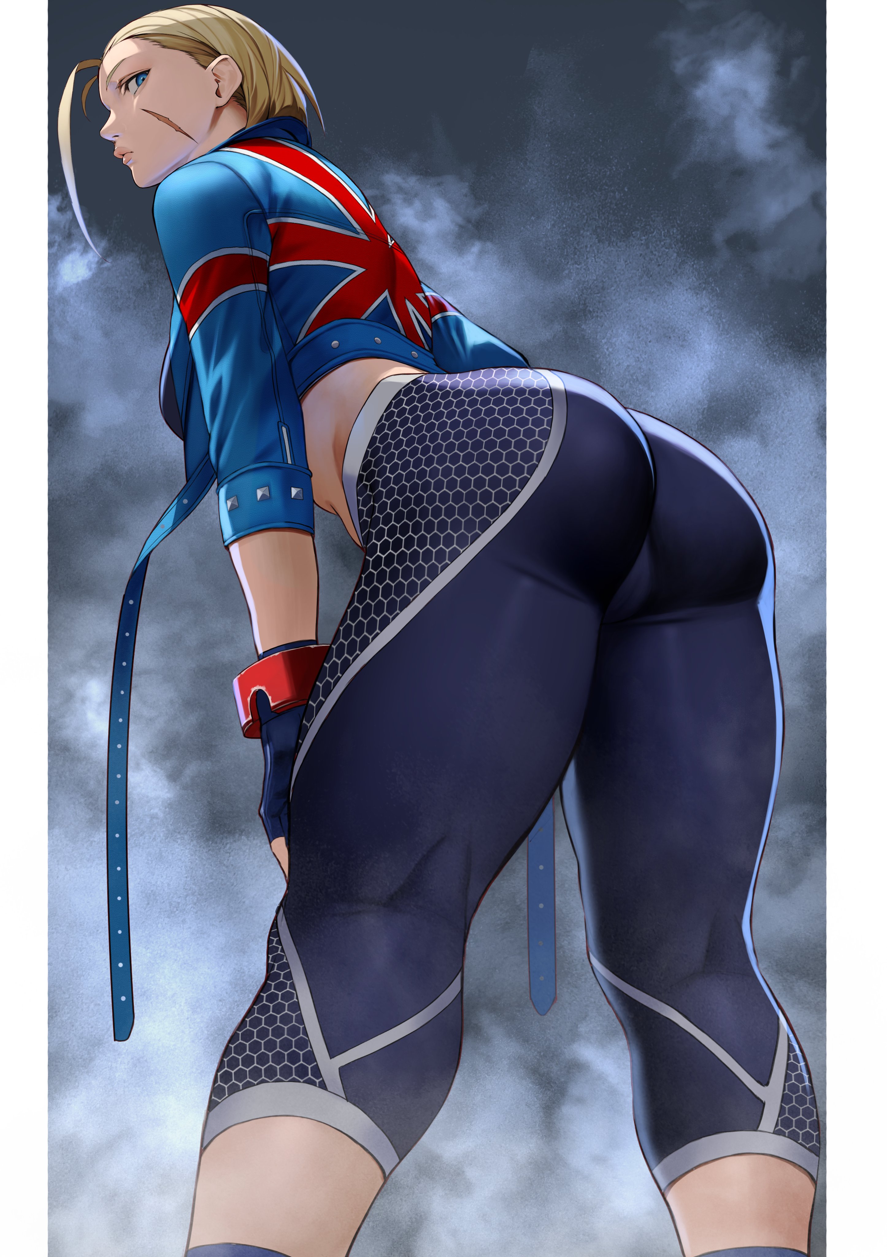 1girls, ass, back view, big ass, big butt, blonde female, blonde hair, blue eyes, cameltoe, cammy white, female, female only, fully clothed, huge ass, huge butt, large ass, large butt, leaning, leaning forward, legs, looking back, pussy, scar, scar on face, scarred, scarred face, scars, side view, solo, street fighter, street fighter 6, tagme, thick ass, thick butt, thick legs, thick thighs, thighs, tight clothes, tight clothing, tight fit, tight pants, tights, union jack, yoshi55level