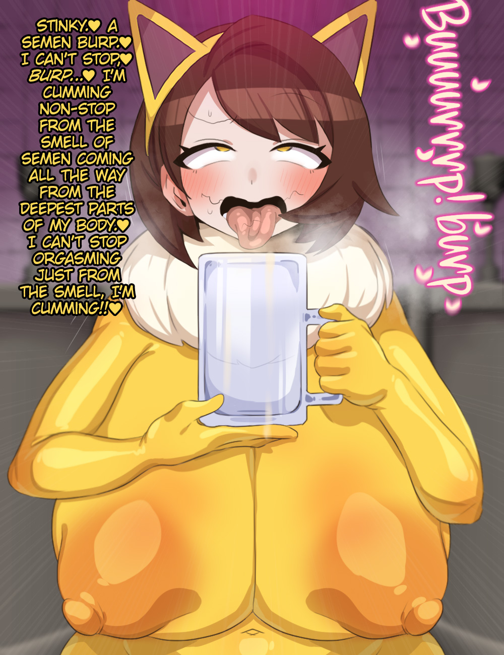 1girls ahe_gao ahegao alternate_body_type alternate_breast_size big_breasts breasts brown_hair burping busty cosplay cum_burp cum_jar curvaceous curvy curvy_body curvy_female curvy_figure english_text eyes_rolling_back female female_hypno game_freak ganbari_mascarpone gloria_(pokemon) huge_breasts hypno hypno_(cosplay) hypnosis hypnotized large_breasts naughty naughty_face naughty_smile nintendo nipples nipples_visible_through_clothing pokemon pokemon_(cosplay) pokemon_(game) pokemon_(species) pokemon_ss pubic_hair slut text tongue tongue_out voluptuous