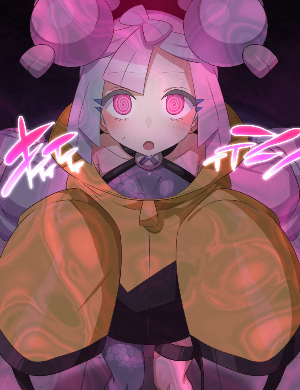 1girls, corruption, female, fully clothed, game freak, ganbari mascarpone, hypnosis, hypnotic eyes, iono (pokemon), mind control, nintendo, open mouth, pink eyes, pokemon, pokemon (game), pokemon sv