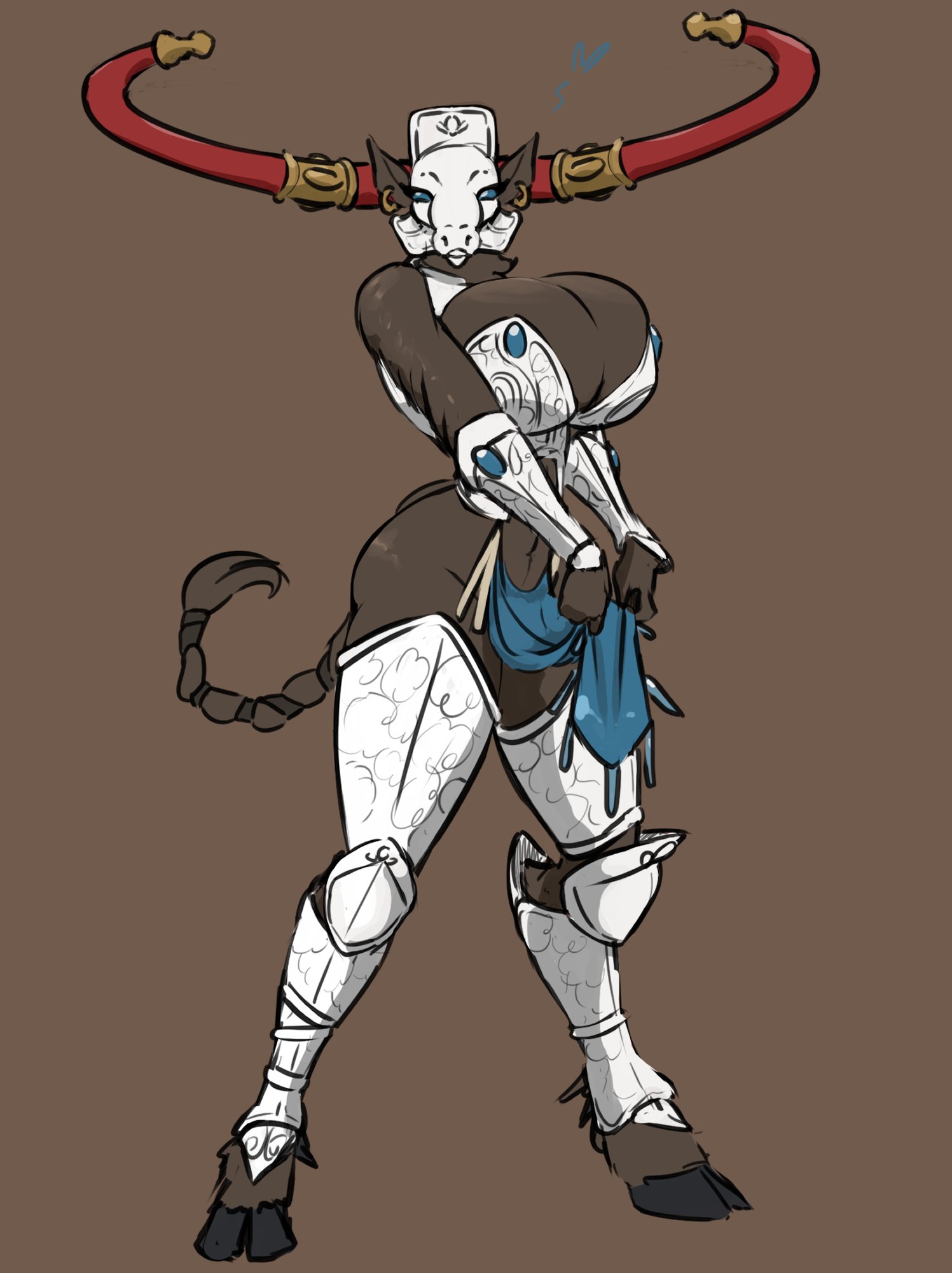 1girls, alarith spirit of the mountain, anthro, armor, ass, beastman, beastman (warhammer), bedroom eyes, big ass, big breasts, big butt, bikini armor, blue eyes, bottomwear, bovid, bovine, breasts, cleavage, clothed, clothing, clothing lift, curvy figure, ear piercing, european mythology, female, female only, gem, greek mythology, hi res, hooves, horn, hourglass figure, jakearmorsmith, loincloth, loincloth lift, looking at viewer, mammal, mask, midriff, minotaur, mountain, mythology, narrowed eyes, partially clothed, piercing, pose, seductive, simple background, slim, solo, solo female, spirit, thick thighs, unconvincing armor, warhammer (franchise), warhammer age of sigmar, warhammer fantasy