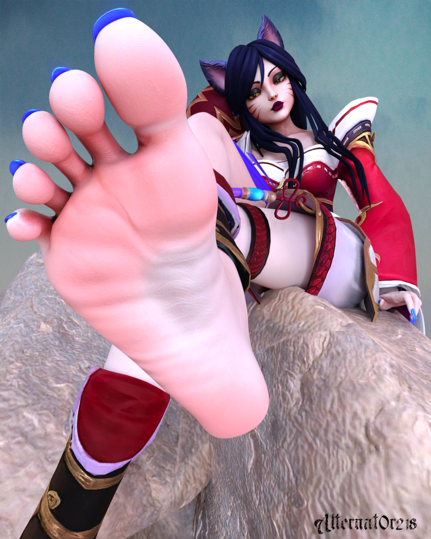 3d 3d_(artwork) ahri alternat0r218 barefoot feet foot_fetish league_of_legends soles