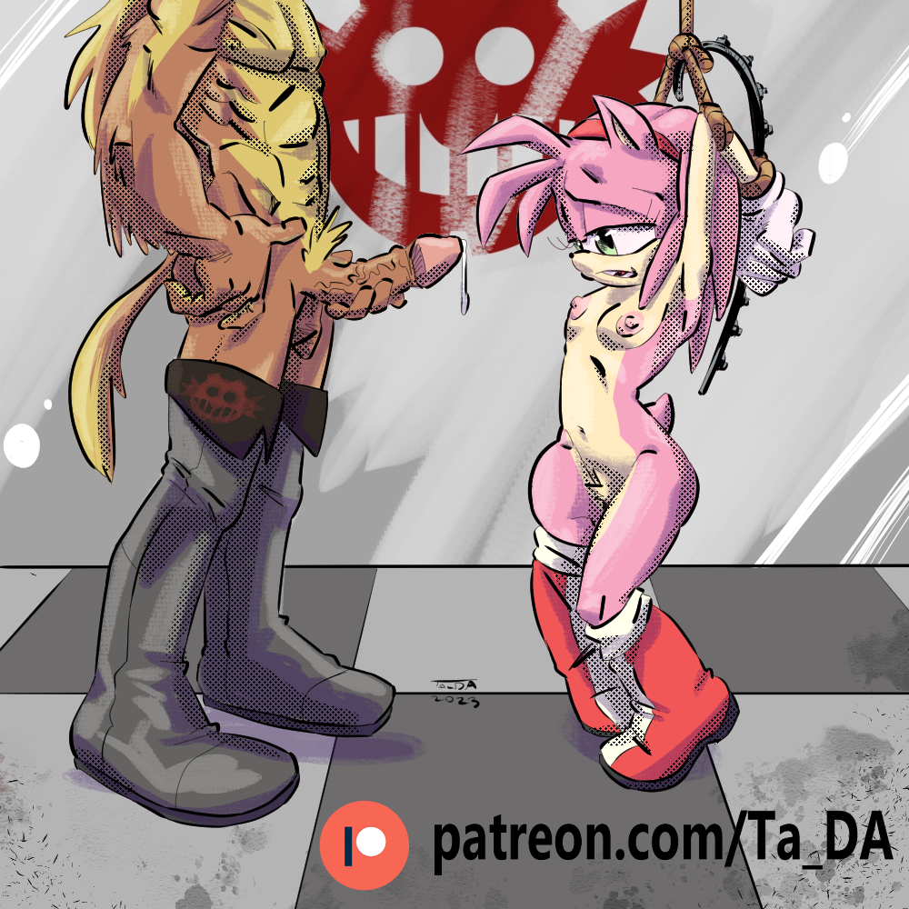 amy_rose bondage clip_studio_paint_(medium) female furry male naked_boots naked_footwear nude patreon patreon_username penis pink_hair rape sonic_(series) ta_da