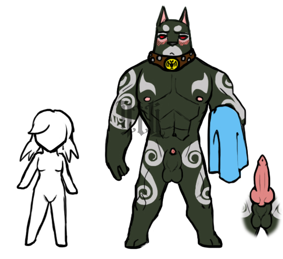 1boy anthro blush canine collar darknut erection fur furry ignus illuminatii knot male male_only nude penis red_eyes sheath solo tattoo the_legend_of_zelda the_wind_waker towel wind_waker