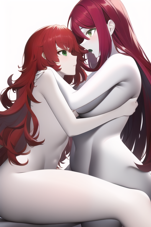 ai_generated devola green_eyes nier popola red_hair