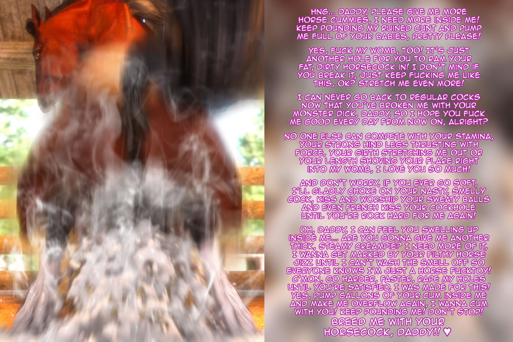 1animal, 1boy, 1girls, 3d, ambiguous penetration, animal genitalia, animal penis, ass, balls, balls deep, barn, bestiality, big ass, big balls, big testicles, broken rape victim, brown fur, cum, cum drip, cum explosion, cum inside, cumshot, daddy kink, deep penetration, edit, ejaculation, equine, excessive cum, female, feral, feral on female, feral on human, forced bestiality, heavy balls, horse, horse penis, horsecock, huge balls, interspecies, inu (rivaliant), larger male, male, mating press, mind break, musk, orgasm, original character, pale skin, penis, rape, raped, rivaliant, rough sex, semen, shiny skin, size difference, stallion, story, testicles, thick ass, wall of text, zoophilia