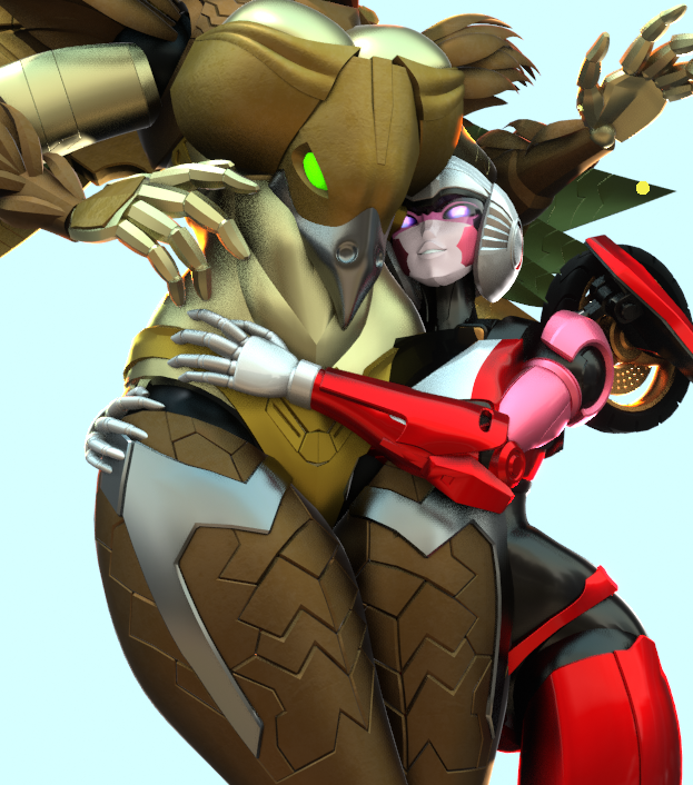 1girls 3d 3d_(artwork) abs airazor arcee arcee_(rotb) autobot beast_wars big_breasts blue_background busty cropped eukarian feathers female female_autobots female_focus female_only gold_body grabbing_ass hug huge_breasts hugging hugging_waist large_breasts lesbian maximal mommy_kink pink_eyes platonic robot robot_girl slim_waist submissive_female surprised teaser thick_thighs transformers transformers:_beast_wars transformers_rise_of_the_beasts trawert unseen_female_face wheels yuri