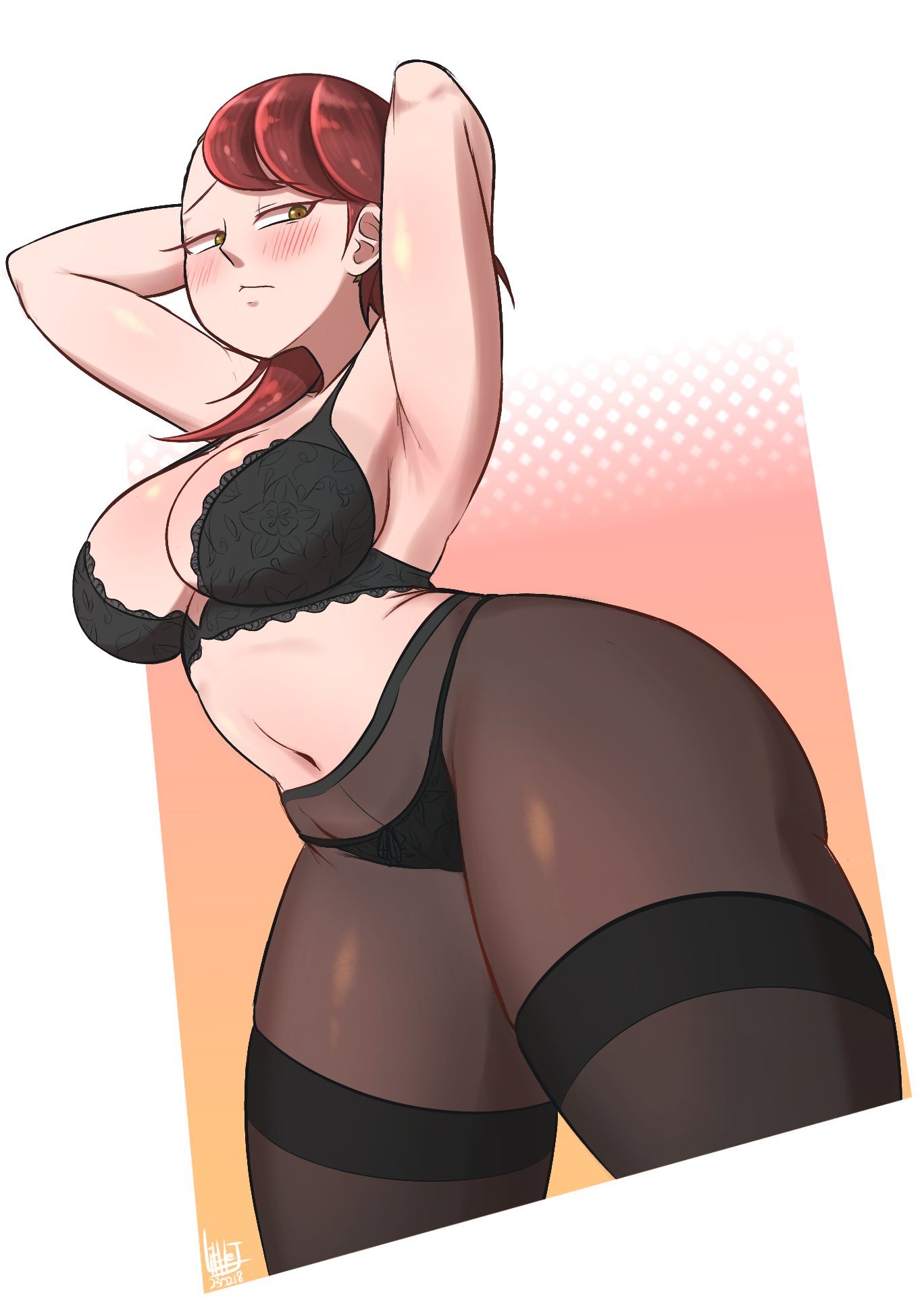 1girls, big breasts, breasts, female, land of the lustrous, littlej (zi19191), pantyhose, rutile (land of the lustrous), thick thighs
