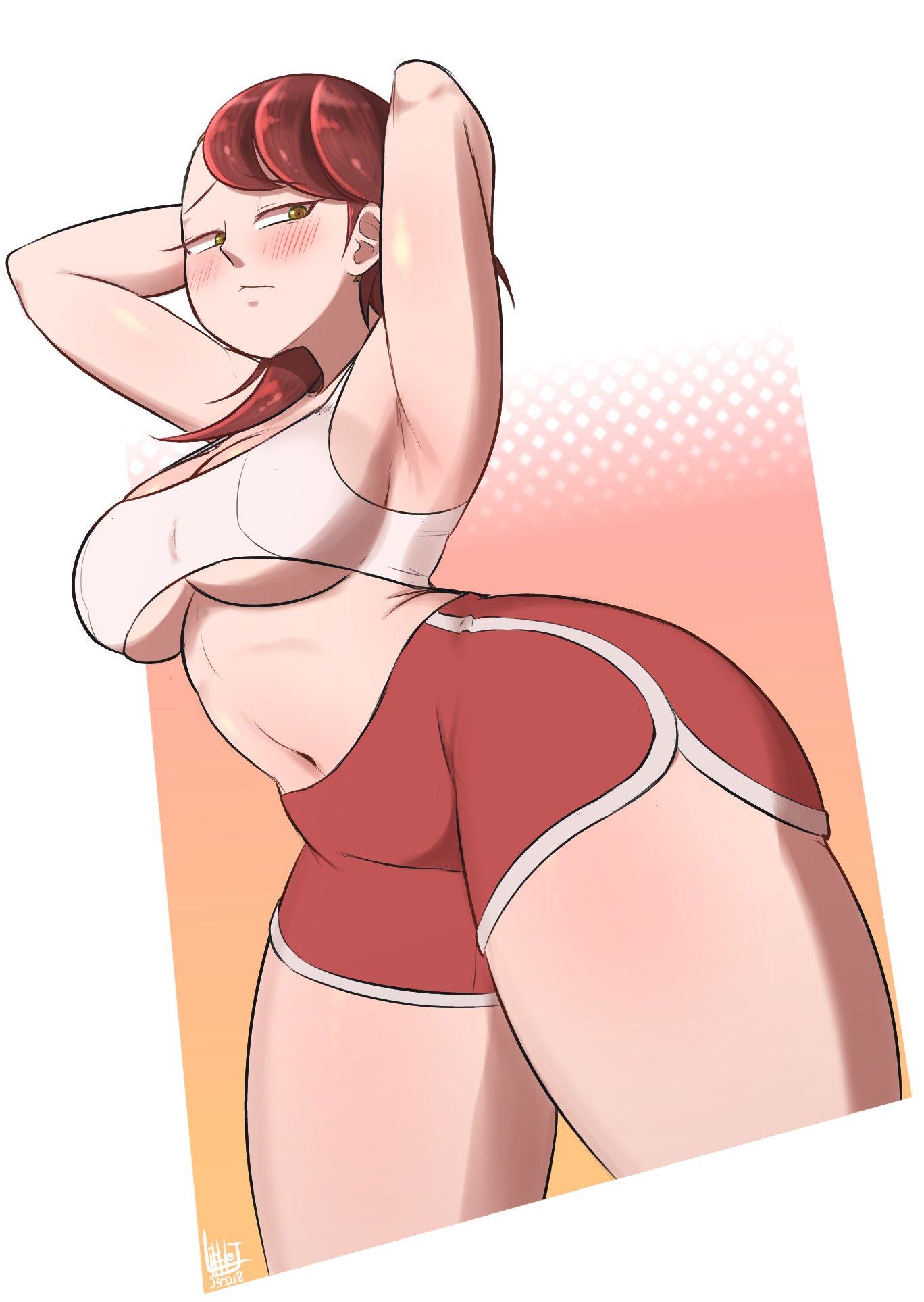 1girls, big breasts, breasts, female, land of the lustrous, littlej (zi19191), rutile (land of the lustrous), sportswear, thick thighs