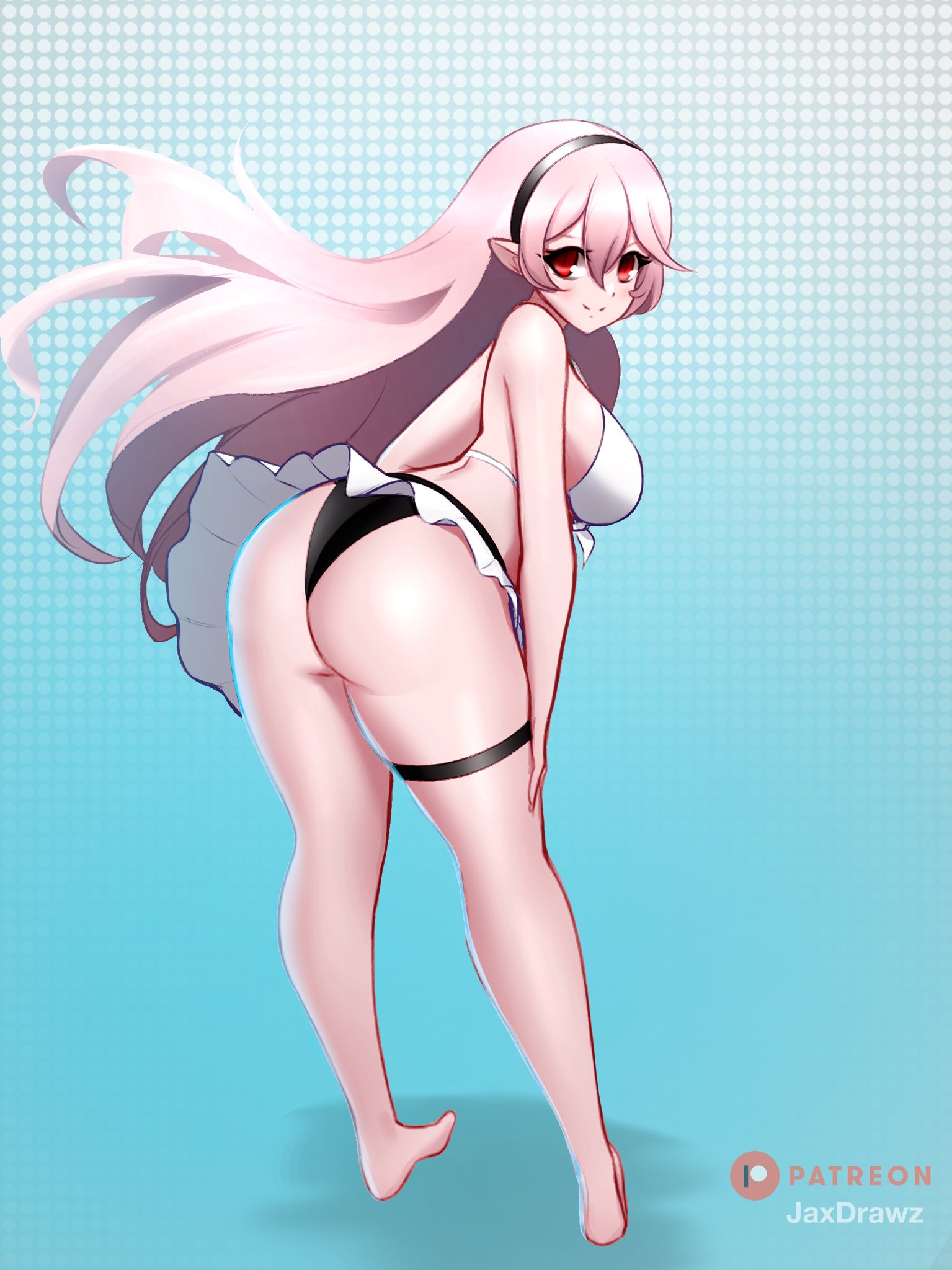 alternate_costume ass big_ass bikini corrin_(fire_emblem) corrin_(fire_emblem)_(female) corrin_(summer)_(fire_emblem)_(female) female female_only fire_emblem fire_emblem_fates fire_emblem_heroes jaxartdump nintendo official_alternate_costume solo swimsuit white_bikini white_swimsuit