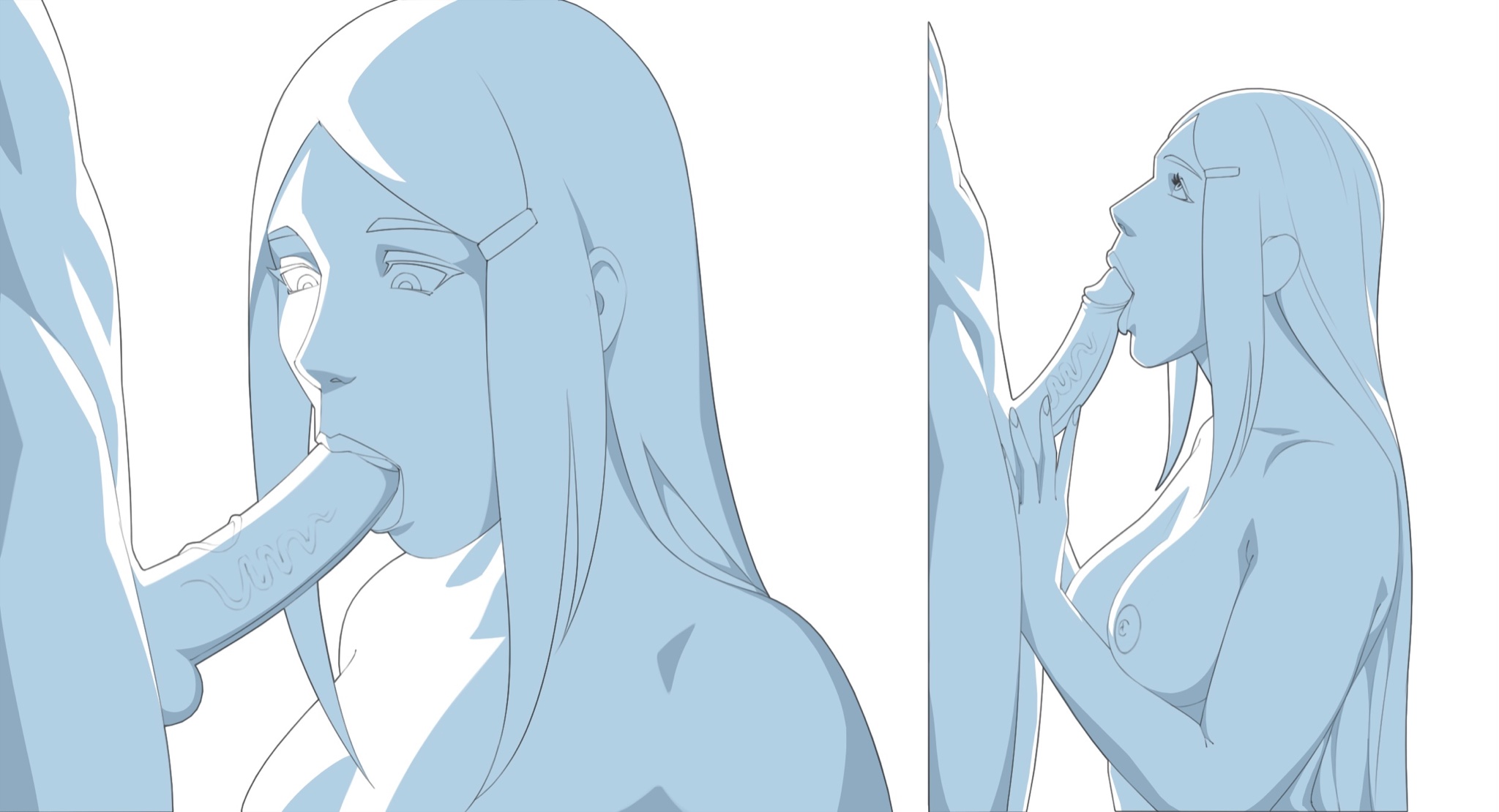 1boy, 1girls, blowjob, breasts, completely nude, faceless male, fellatio, female, female focus, long hair, male, male/female, mature, mature female, medium breasts, milf, naked, naruto, naruto (series), naruto shippuden, nude, oral, oral sex, penis, penis in mouth, reserexerion, sex, straight, sucking, sucking penis, uzumaki kushina