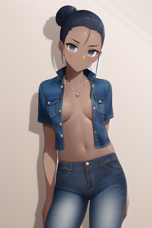 ai_generated dark-skinned_female jean_jacket jeans riley_abel