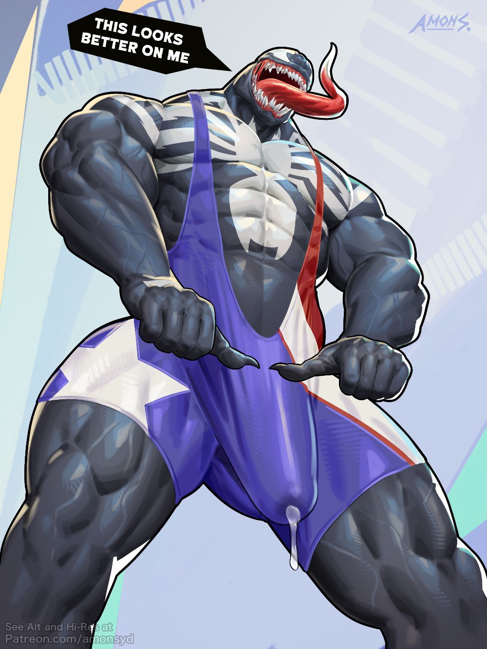 amonsyd bara barazoku big_penis cum cum_in_clothes cum_through_clothes gay male male_only marvel marvel_rivals muscular muscular_male precum precum_drip precum_in_clothing precum_through_clothing singlet solo tagme venom_(marvel) venom_(marvel_rivals)