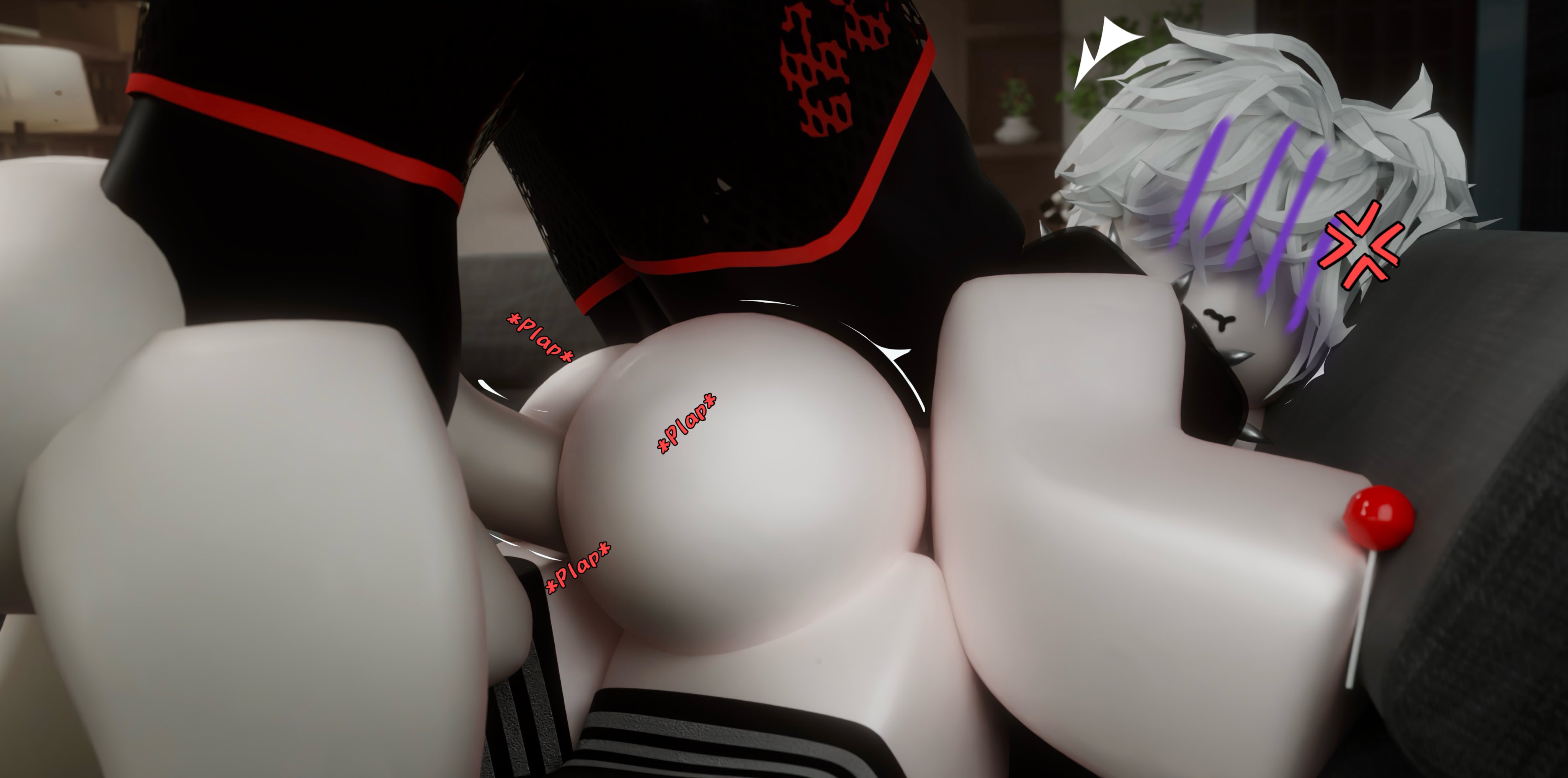 3d, ass, dick on ass, femboy, hands on another's ass, lollipop, nykosucks, onomatopoeia, penetration from behind, roblox, roblox avatar, robloxian, socks, tagme