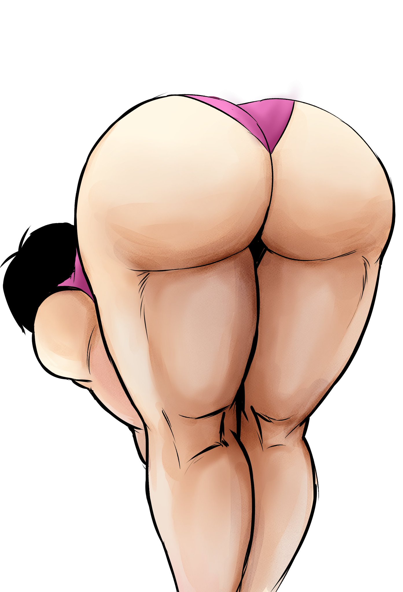 ass, back view, bare legs, big ass, black hair, clothed, dragon ball, dragon ball super, dragon ball z, fat ass, muscular arms, nice ass, saiyan, saiyan female, saiyan tail, seripa, thick ass, thick thighs, thighs