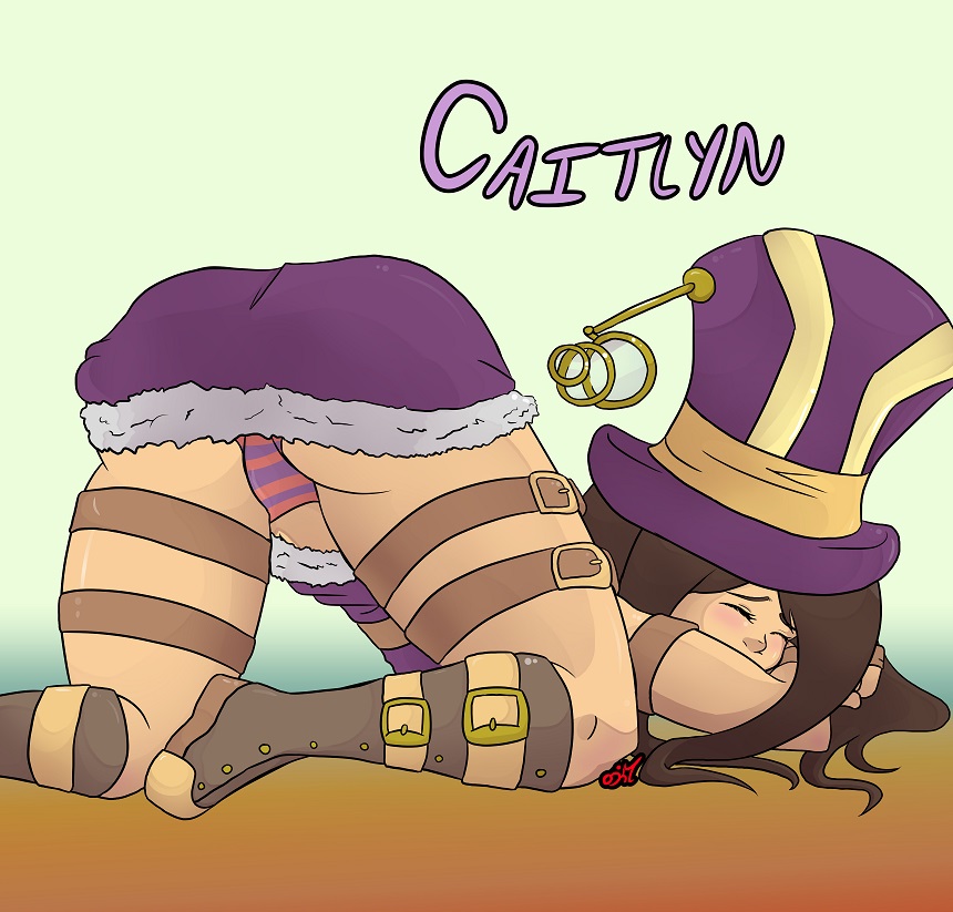 caitlyn_kiramman female female_only league_of_legends owyisensei panties presenting solo striped striped_panties upskirt