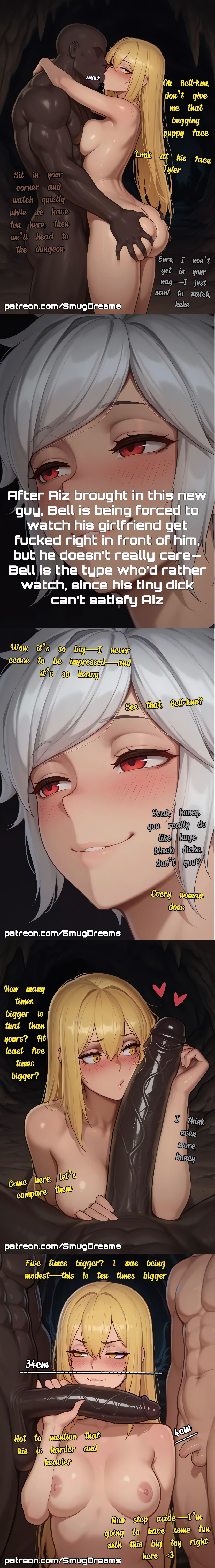 ai generated, aiz wallenstein, ass grab, bell cranel, big penis, blacked, broken rape victim, bull pov, cheating, cheating female, cheating girlfriend, cuckold, cuckolding, dark skin, dark-skinned male, femsub, in front of cuckold, interracial, large penis, mind break, netorare, ntr, penis, penis size difference, rape, small penis, small penis humiliation