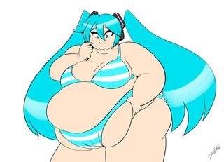 1girls fat female female_only hatsune_miku jeetdoh miku_hatsune plus_size solo solo_female ssbbw vocaloid