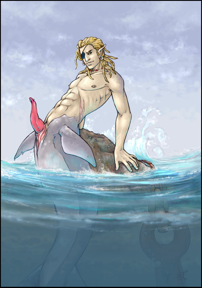 abs cetacean dolphin eye_patch male male_only marine merfolk merman muscles penis rimestar solo tapering_penis